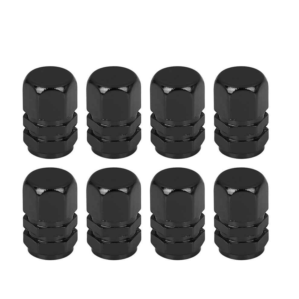 Tire Stem Valve Caps Aluminum Alloy 8Pcs Black 9341593962278