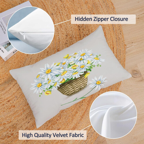 Örngott med blommotiv, Daisy, grå, 12x20, 4-pack 1