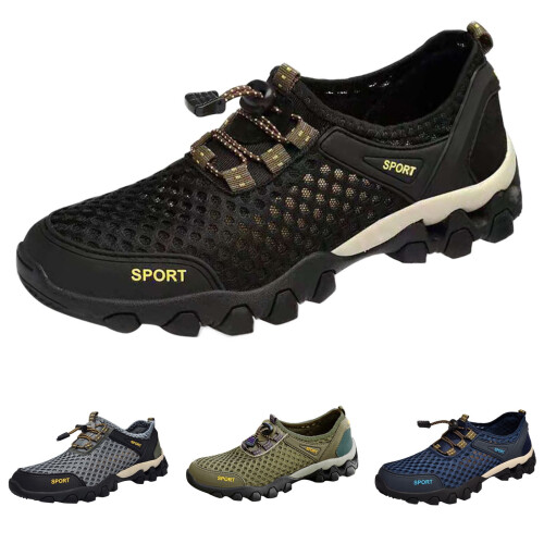 Herresneakers i åndbart mesh, sort, størrelse 43 1