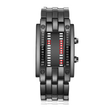 Red LED Digital Watch Waterproof Men's Classic Plated