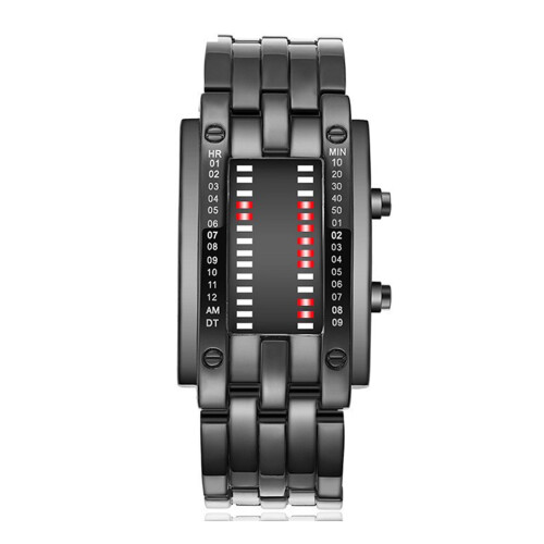 Red LED Digital Watch Waterproof Men's Classic Plated