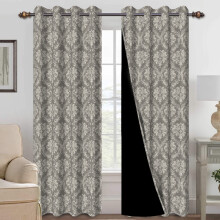 Mizhona Boho Blackout Curtains Brown White Floral 2 pcs