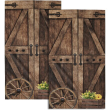 Rustic Barn Door Hand Towels Set of 2 Brown Wood Fingertip