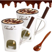 Tealight Fondue Cups Set Ceramic Chocolate Melting Mugs