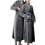 Women's Terry Cloth Flannel Bathrobe Grey Double Pockets 1