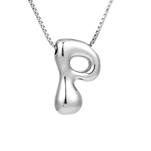 Bubble Letter Necklace Silver Gold Initial Pendant
