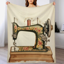 Vintage Sewing Machine Throw Blanket Velvet-Flannel 50x60