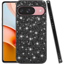 Glittrigt stötsäkert fodral till Google Pixel 9, svart