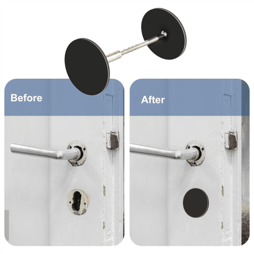 Door Hole Cover Plate Black Metal 2 Pack 1