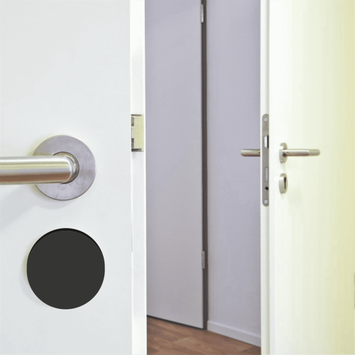 Door Hole Cover Plate Black Metal 2 Pack 2
