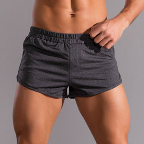 Herren-Trainingsshorts aus Baumwolle, elastischer Bund, dunkelgrau 2