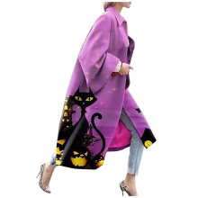 Dame Boho Blomster Trenchcoat med Lommer