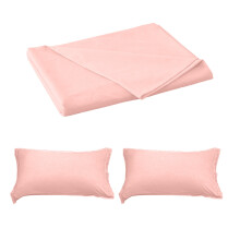 Juego de sábanas de color liso, tamaño matrimonial, bolsillo profundo, 3 piezas, rosa