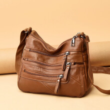 Sac cabas en cuir avec fermeture éclair et bandoulière pour femme, grand format