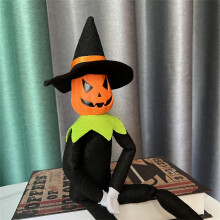 Halloween Pumpkin Figurine with Cloak Hat Gloves 14 inch