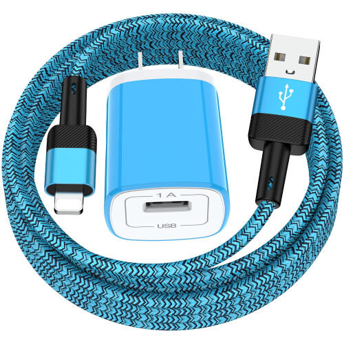USB Wall Charger with 6ft Cable for iPhone Fast Charging