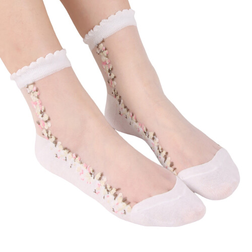 Transparente Knöchelsocken für Damen, weiß, Einheitsgröße