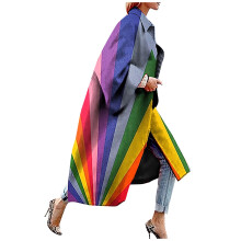 Dame Boho Blomster Trenchcoat Oversized Langærmet med