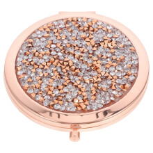 Miroir de maquillage portable ULTNICE avec strass, en ABS, 1 pièce