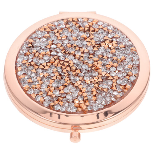 Miroir de maquillage portable ULTNICE avec strass, en ABS, 1 pièce