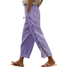 Women's Wide Leg Palazzo Pants Purple S-2XL with Pockets