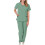 Women's Jogger Scrubs Set Green Solid V-Neck Short Sleeve 1
