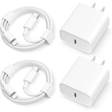 20W USB-C wandlader met 1,8 meter kabel (2 stuks)