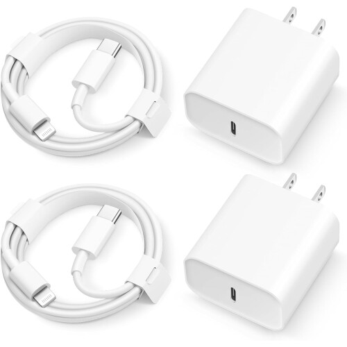 20W USB-C wandlader met 1,8 meter kabel (2 stuks)