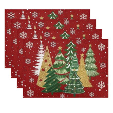 Christmas Placemats Set Holiday Design 4-Piece