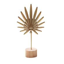 Gold Leaf Table Sculpture Modern Metal Ornament with Base