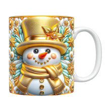 Mug de Noël en céramique, motif bonhomme de neige et Père Noël, 44 cl
