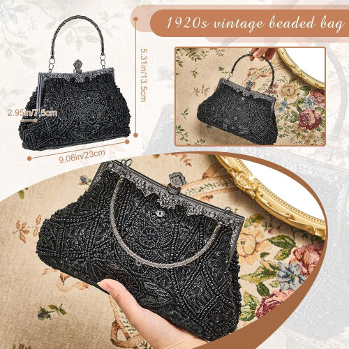 Vintage γυναικεία τσάντα clutch με χάντρες σε στιλ δεκαετίας του 1920 1