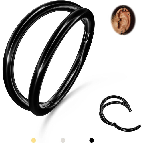 Titanium Hoop Nose Ring 16G 18G 20G CZ