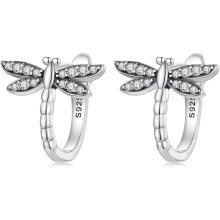 Dragonfly Hoop Øreringe 925 Sterling Sølv med Kubik