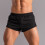 Men's Cotton Workout Shorts Solid Black Mid-Waist Elastic 8