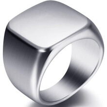 Bague chevalière en acier inoxydable noir argent or 1 pièce