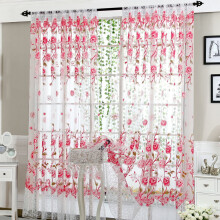 Sheer Floral Peony Curtains with Rod Pocket, 1 Panel, 39.37