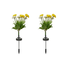 Lot de 7 lampes solaires de jardin motif fleur de lotus enneigée
