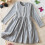 graues, langärmeliges Rippstrickkleid für Mädchen 2