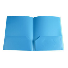 Plastic Folders with Pockets Blue Heavy Duty 2 Card Slots