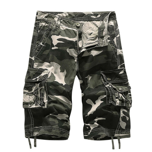 Bermuda Cargo Masculina de Algodão com Corte Relaxado e Estampa Camuflada (1 Par)