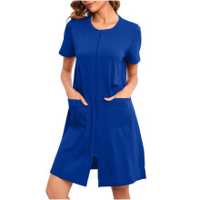 Women's Lightweight Winter Robe with Pockets Blue 2X