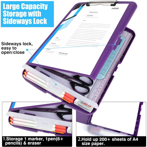 Plastic Clipboard with Storage8.5"x11" 1PC 2