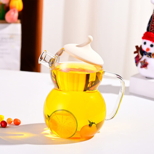 Cold Water Kettle Snowman Design 2.7x7.4 in White