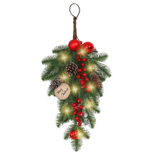 Festive String Lights with Teardrop Swag and Red Berries