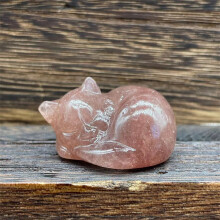 Sculpture de chat en cristal, verre opale, pierre de lune opaline, 1 pièce