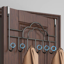 Over the Door Hook Hanger Black Heavy Duty 7 Hooks