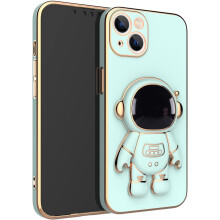 Handyhülle mit Astronauten-Motiv, cyan, TPU, faltbar, mit Ständer
