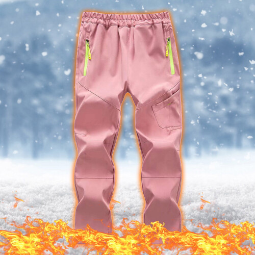 Pantaloni da sci impermeabili per bambini, rosa, foderati in pile, 5-6 anni. 1
