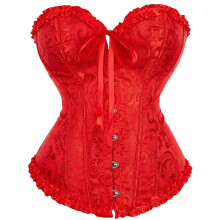 Damen-Überbrustkorsett mit Stäbchen in Rot, Größe L